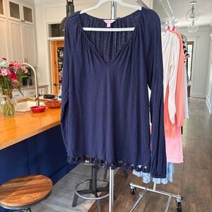 Lilly Pulitzer Navy Blue Blouse Sz Medium